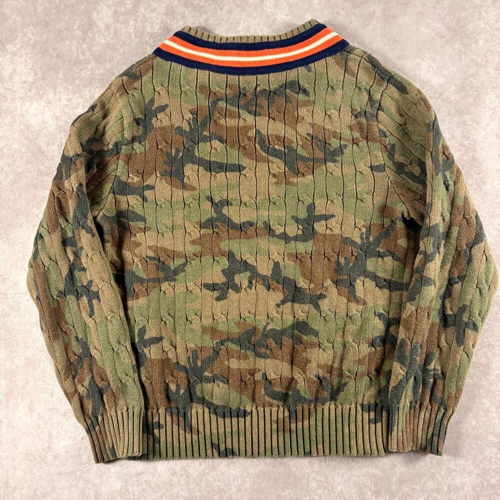vintage polo ralph lauren camo varsity cable knit sweater - Picture 5 of 7